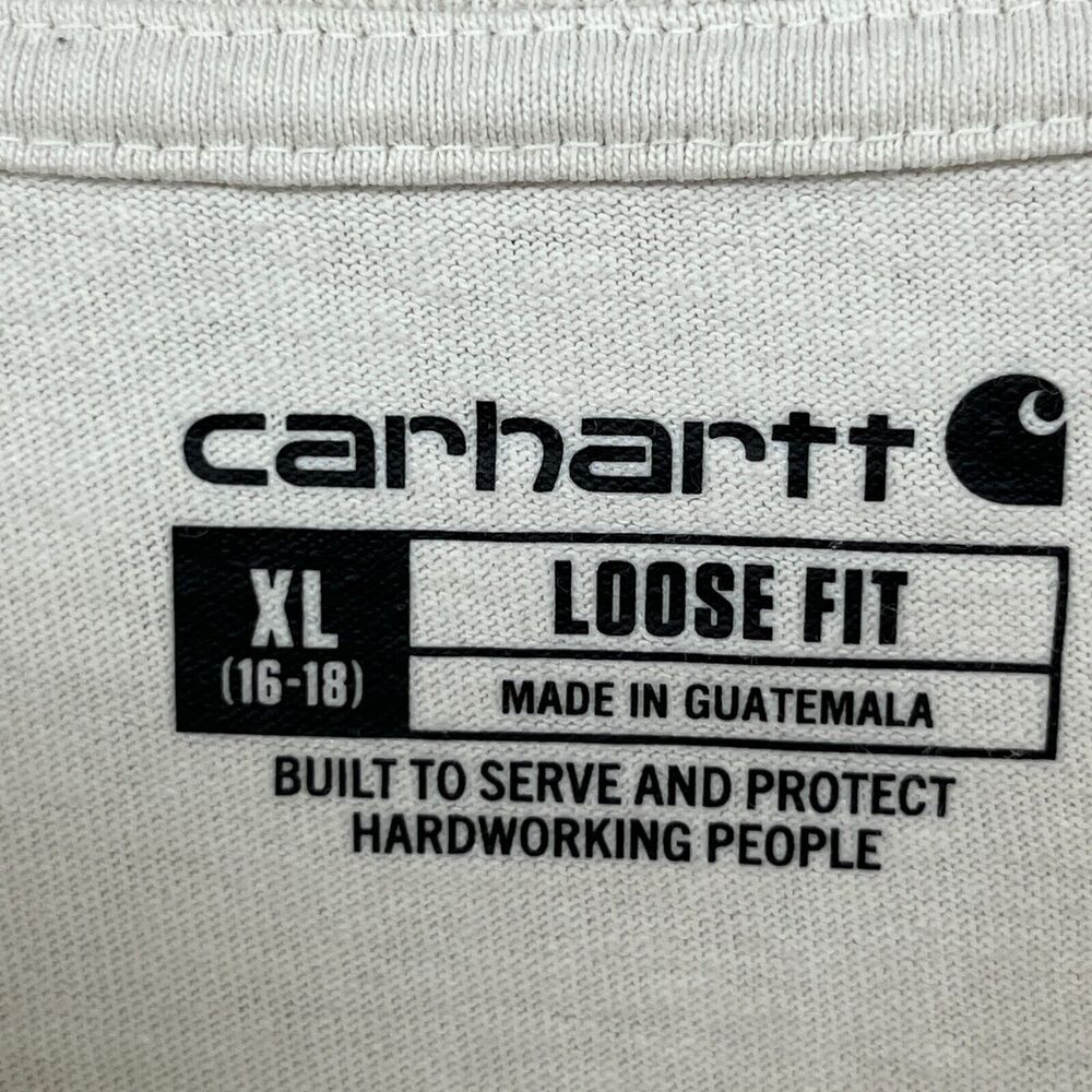 CARHARTT Shirt Boys XL 16-18 Loose Fit Heavyweight Long Sleeve Cotton Beige - Picture 10 of 14
